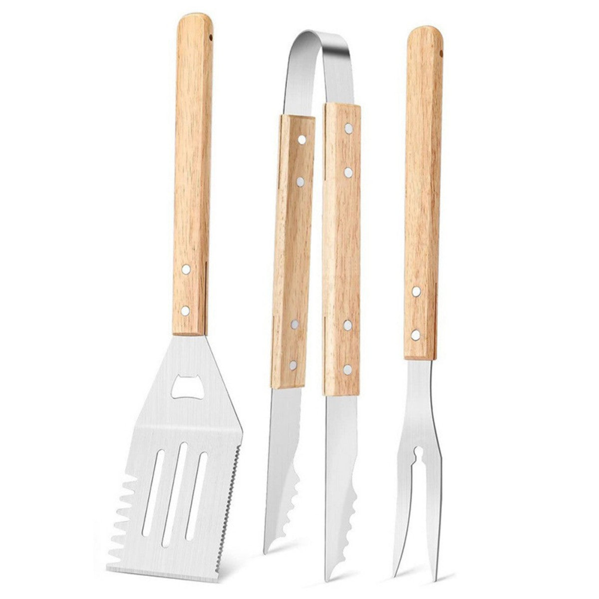 HUPSTL809 3-Piece Bamboo Grilling BBQ Set