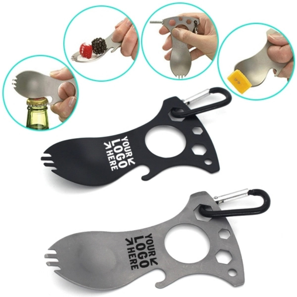 HUPSTL819 Multifunction Tool Fork Spoon Keychain