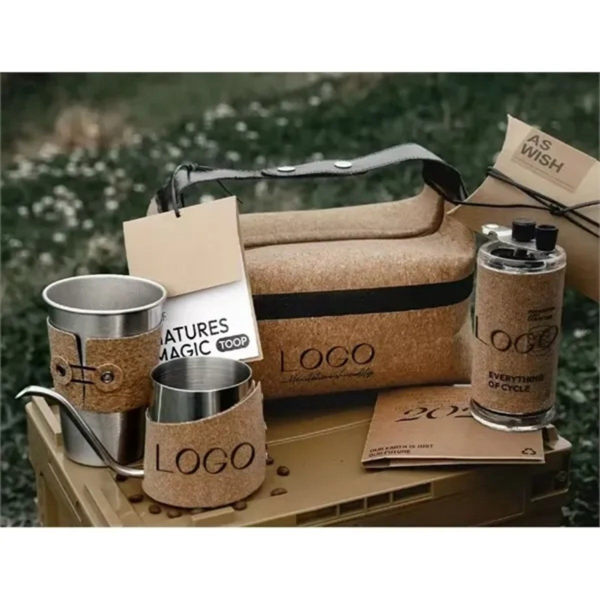 HUPSTL823 Eco-Friendly Outdoor Hand-Brew Coffee Set with Natural Desig
