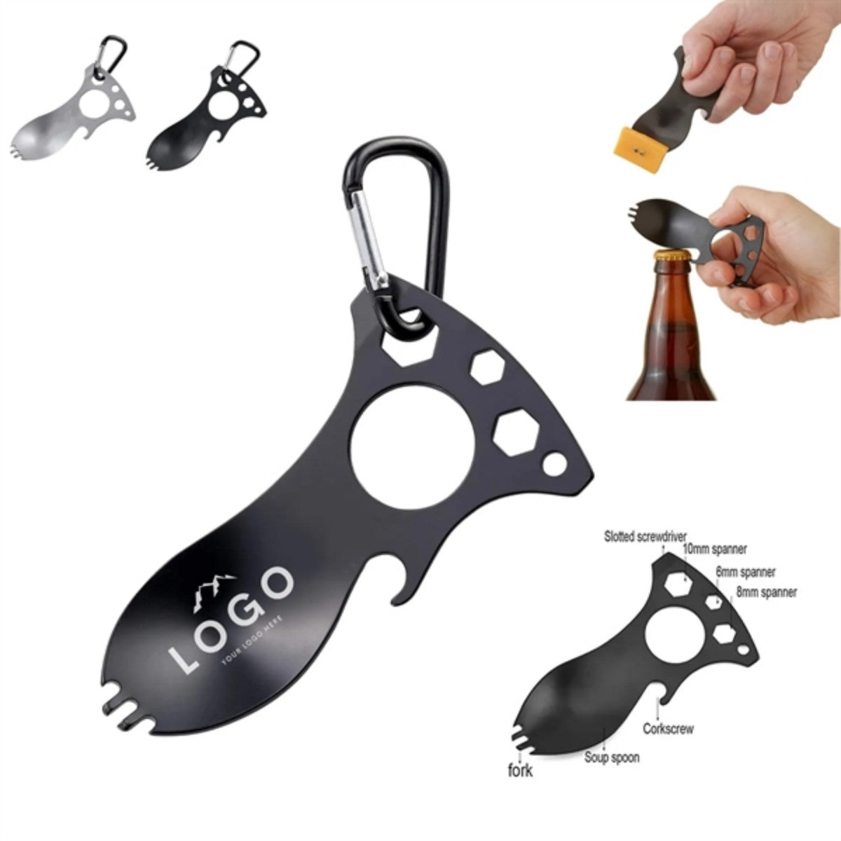 HUPSTL825 Spork Multi-Tool With Carabiner