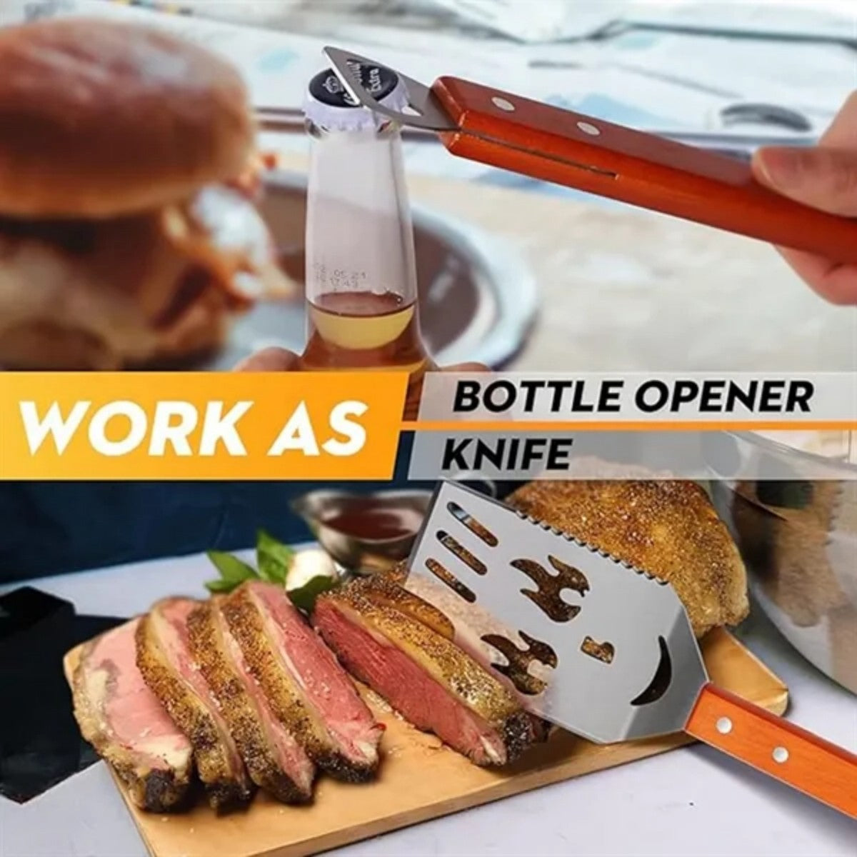 HUPSTL829 Multifunctional Outdoor Grilling Spatula Tool