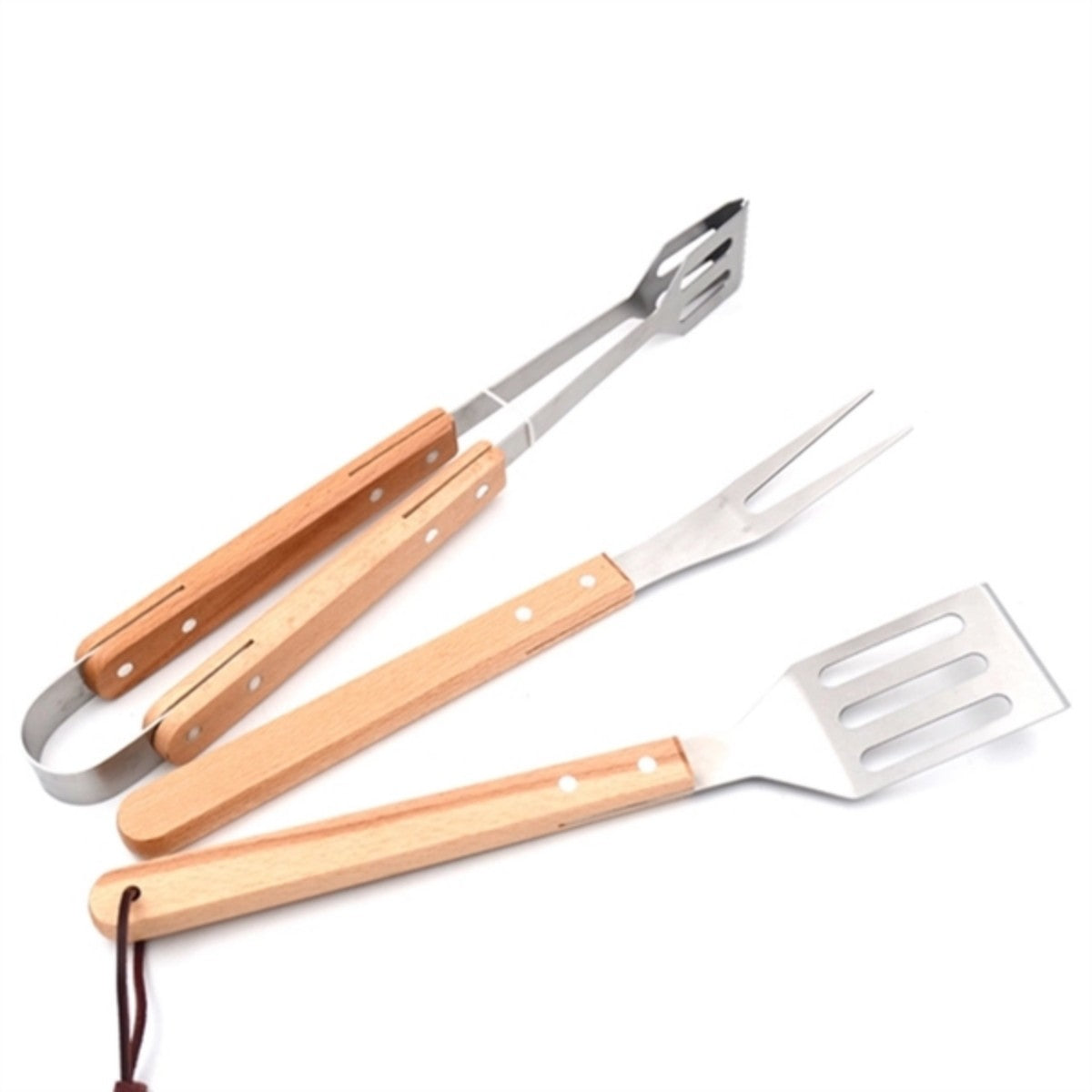 HUPSTL830 Outdoor Cooking BBQ Tool Wood Handle Stainless Grill Sets