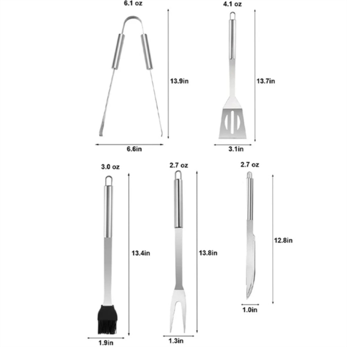 HUPSTL831 5 pieces Stainless Steel Grill Tools