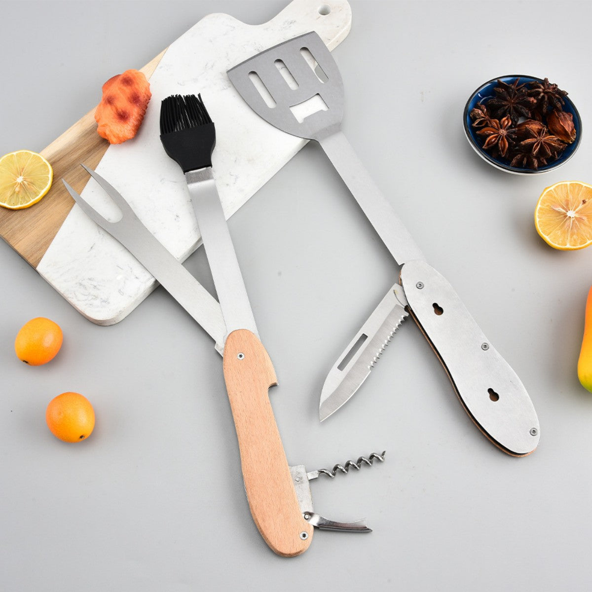 HUPSTL842 5 In 1 Bbq Grill Tool Set