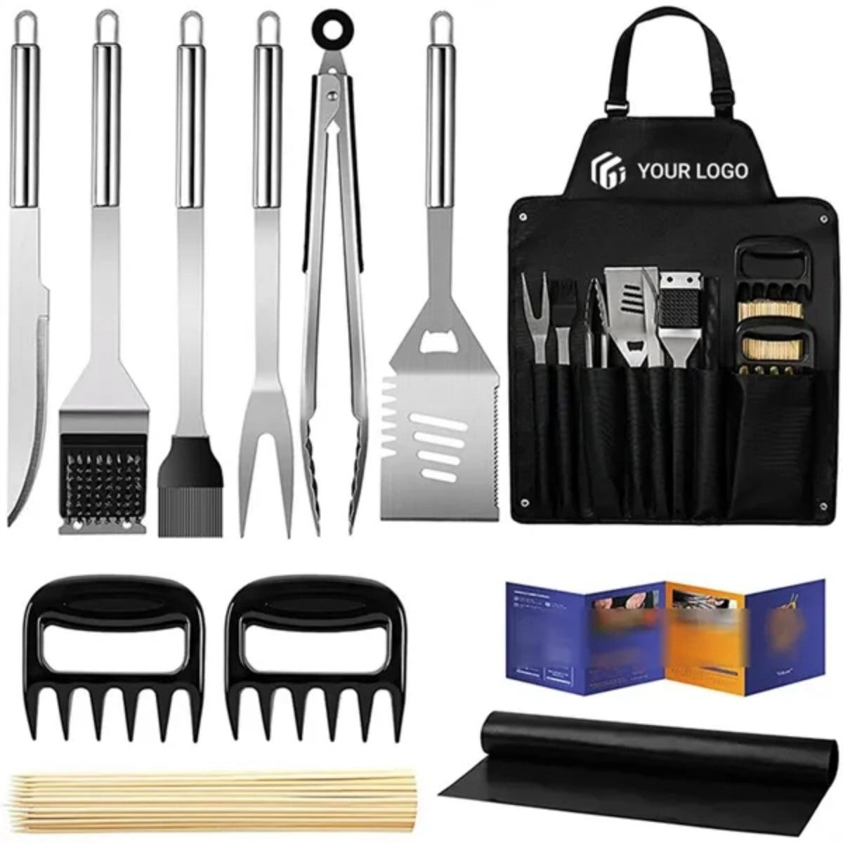 HUPSTL845 Outdoor portable bbq apron grill 11 pieces combination set