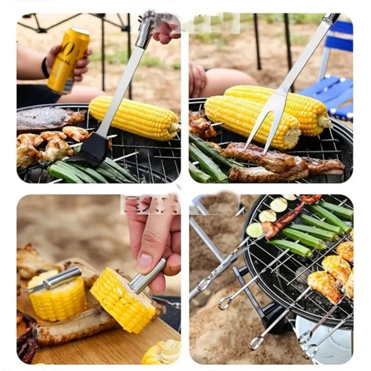 HUPSTL854 Stainless Steel Barbeque Grilling Tool Set with Carry Bag