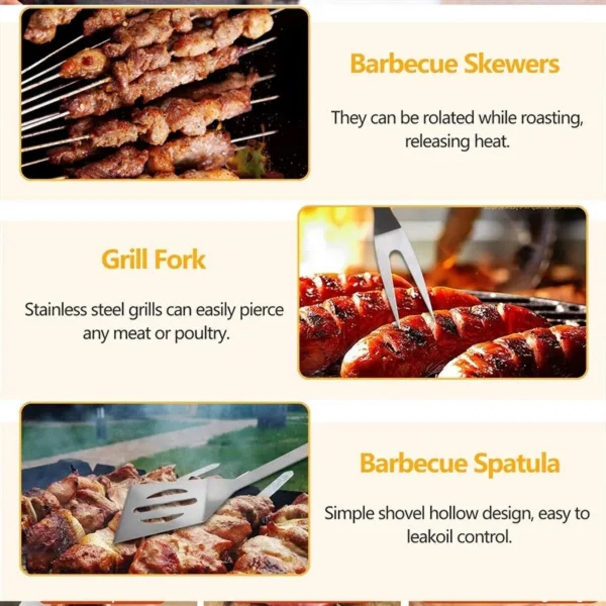 HUPSTL854 Stainless Steel Barbeque Grilling Tool Set with Carry Bag