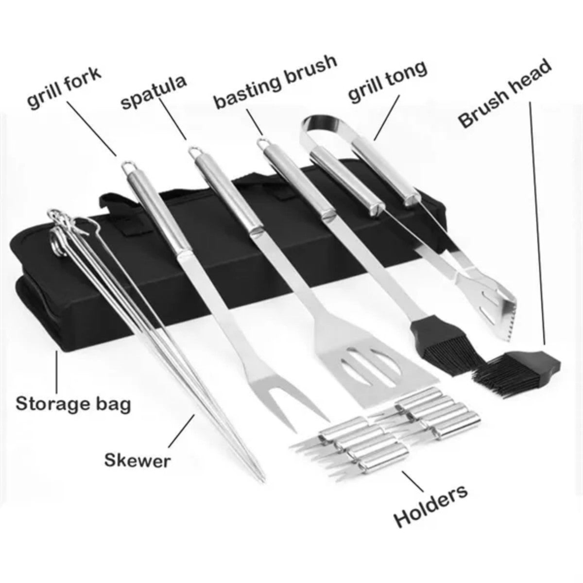 HUPSTL854 Stainless Steel Barbeque Grilling Tool Set with Carry Bag