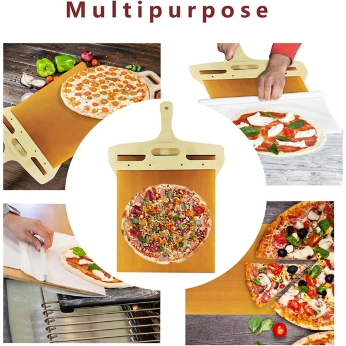 HUPSTL859 Non Stick Sliding Pizza Peel Paddle with Handle Detachable
