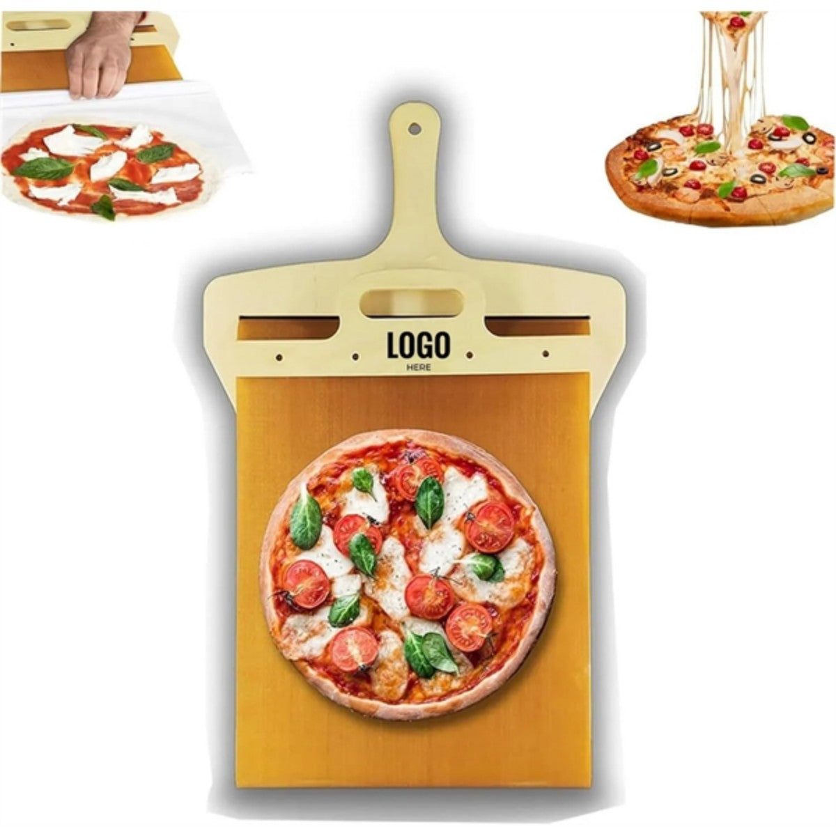 HUPSTL859 Non Stick Sliding Pizza Peel Paddle with Handle Detachable