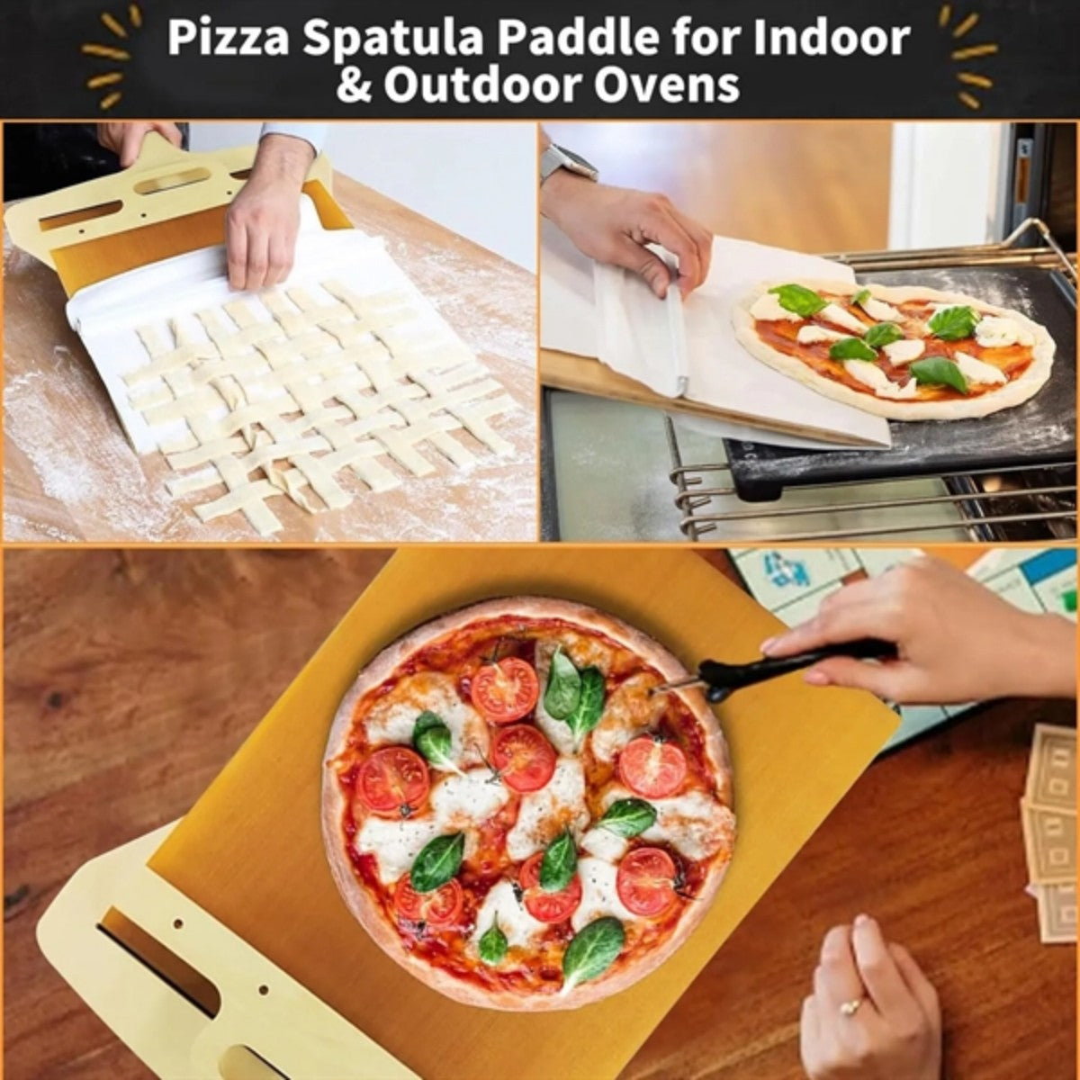 HUPSTL859 Non Stick Sliding Pizza Peel Paddle with Handle Detachable