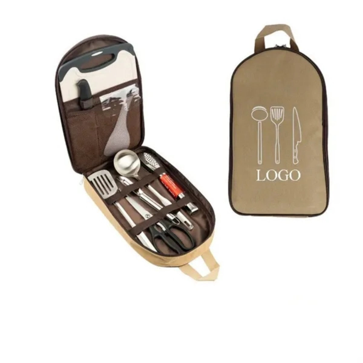 HUPSTL876 Outdoor Stainless Steel Cookware Set 14 1/8" x 8 7/8 " x 2"