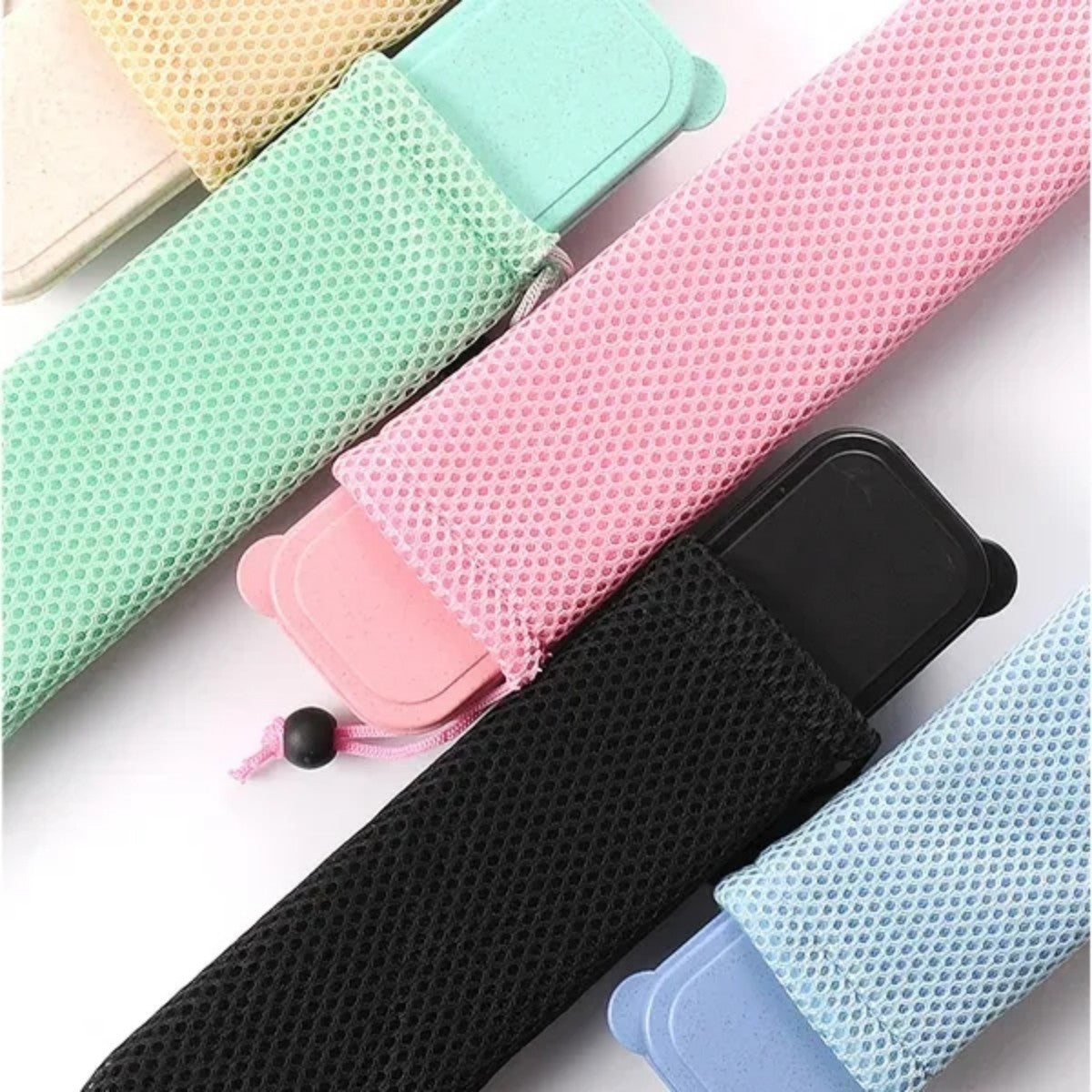 HUPSTL882 7 Piece Reusable Utensil Set With Straw And Travel Case