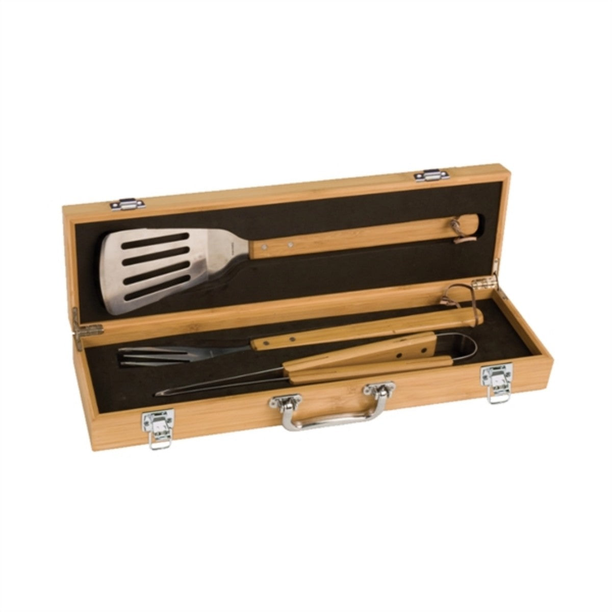 HUPSTL888 3-Piece Bamboo BBQ Set in Case