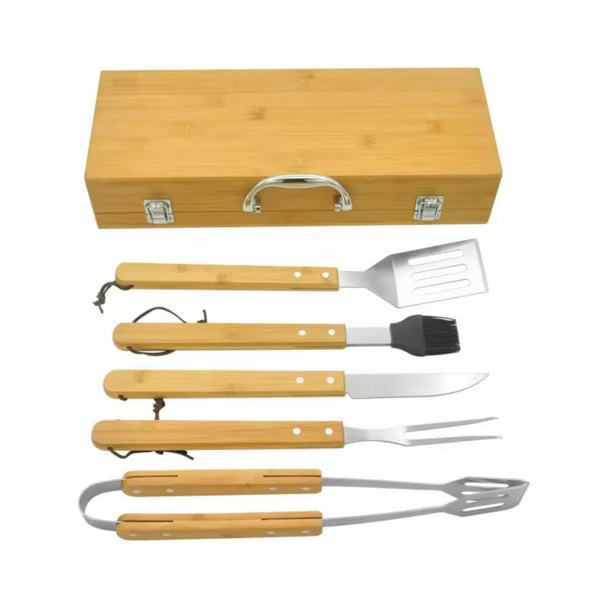 HUPSTL888 3-Piece Bamboo BBQ Set in Case