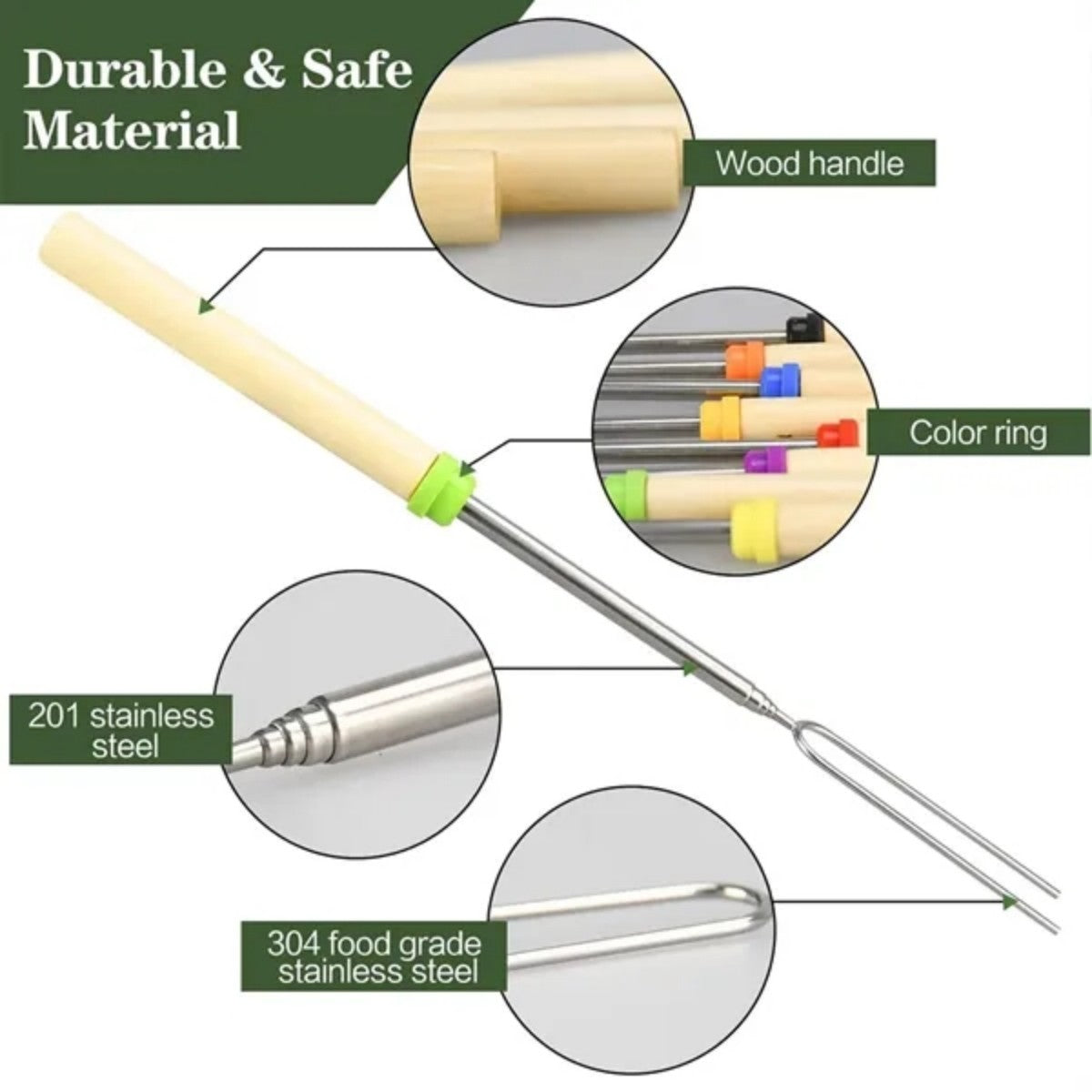 HUPSTL892 Outdoor stainless steel telescopic U-shaped barbecue fork