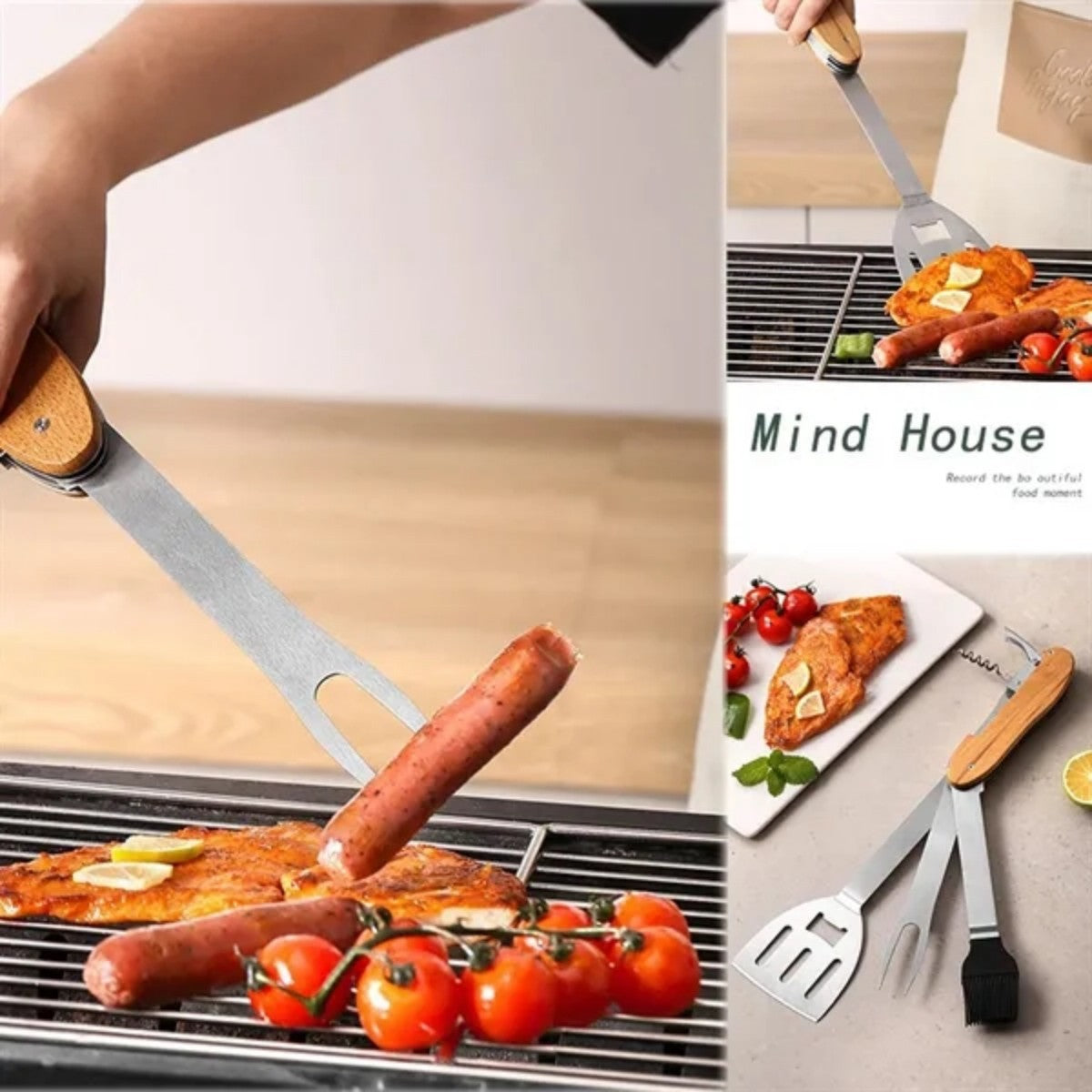 HUPSTL898 5 in 1 Multifunctional Stainless Steel Barbecue Tool Set