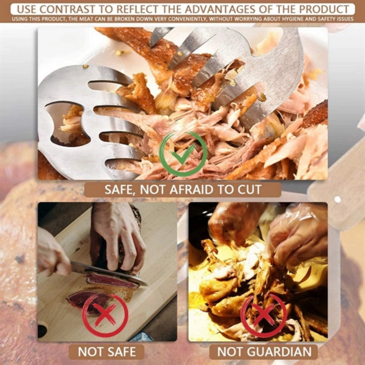 HUPSTL900 1PCS BBQ Meat Separator Fork