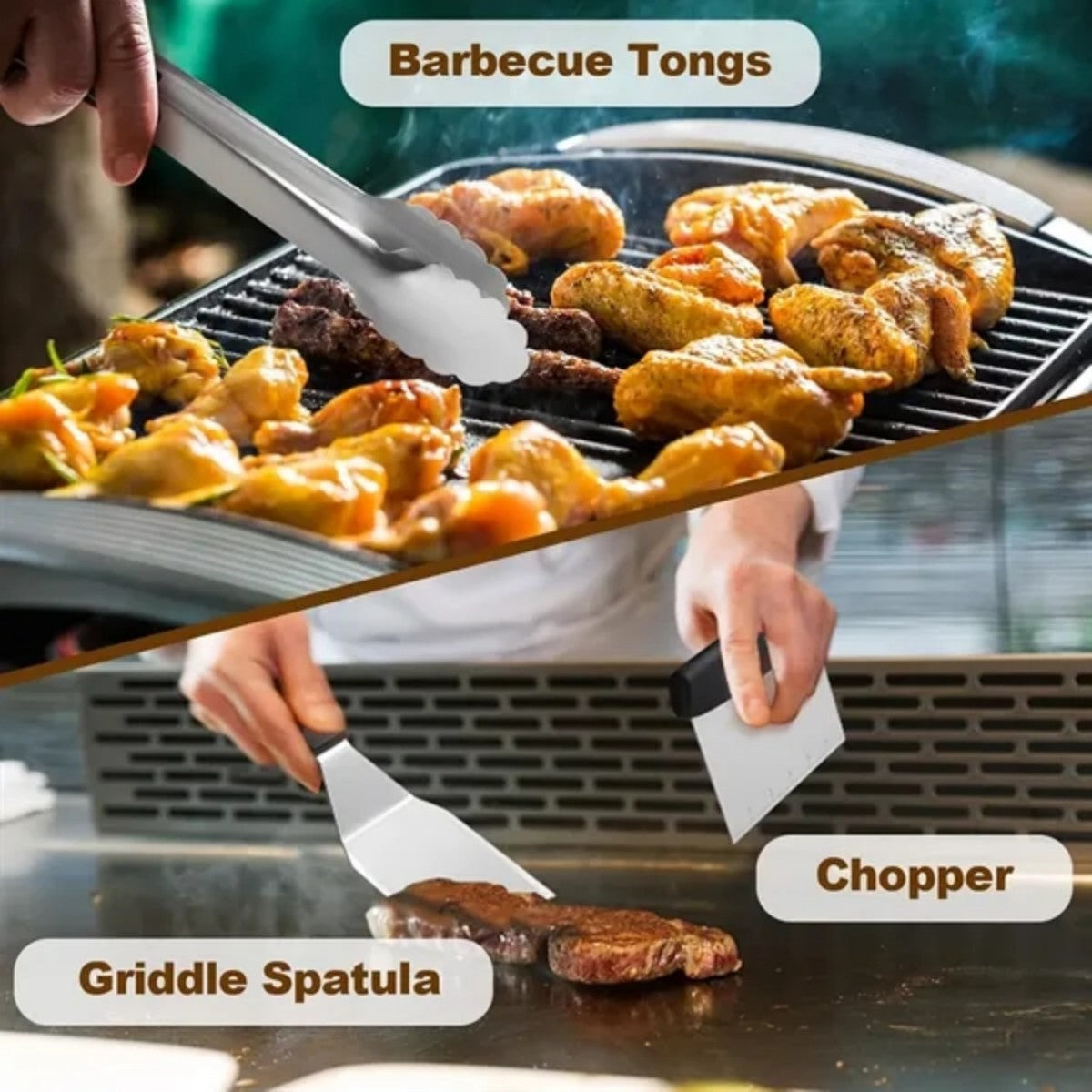 HUPSTL910 14 Piece Stainless Steel BBQ Griddle Tool Set with Carry Bag
