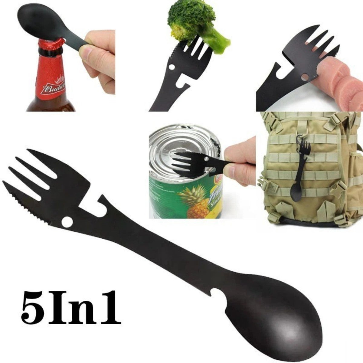 HUPSTL911 5-In-1 Multifunctional Picnic Tableware With Knife, Fork