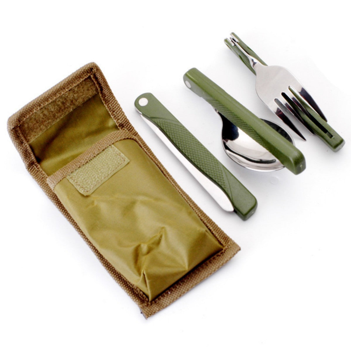 HUPSTL916 Portable Folding Camping Tool Set With Folk, Spoon, Knife
