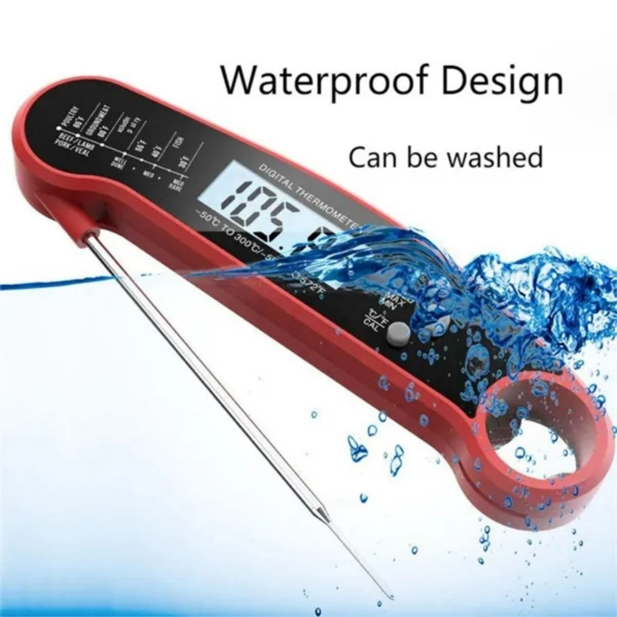 HUPSTL928 Foldable Waterproof Digital Instant Read Meat Thermometer