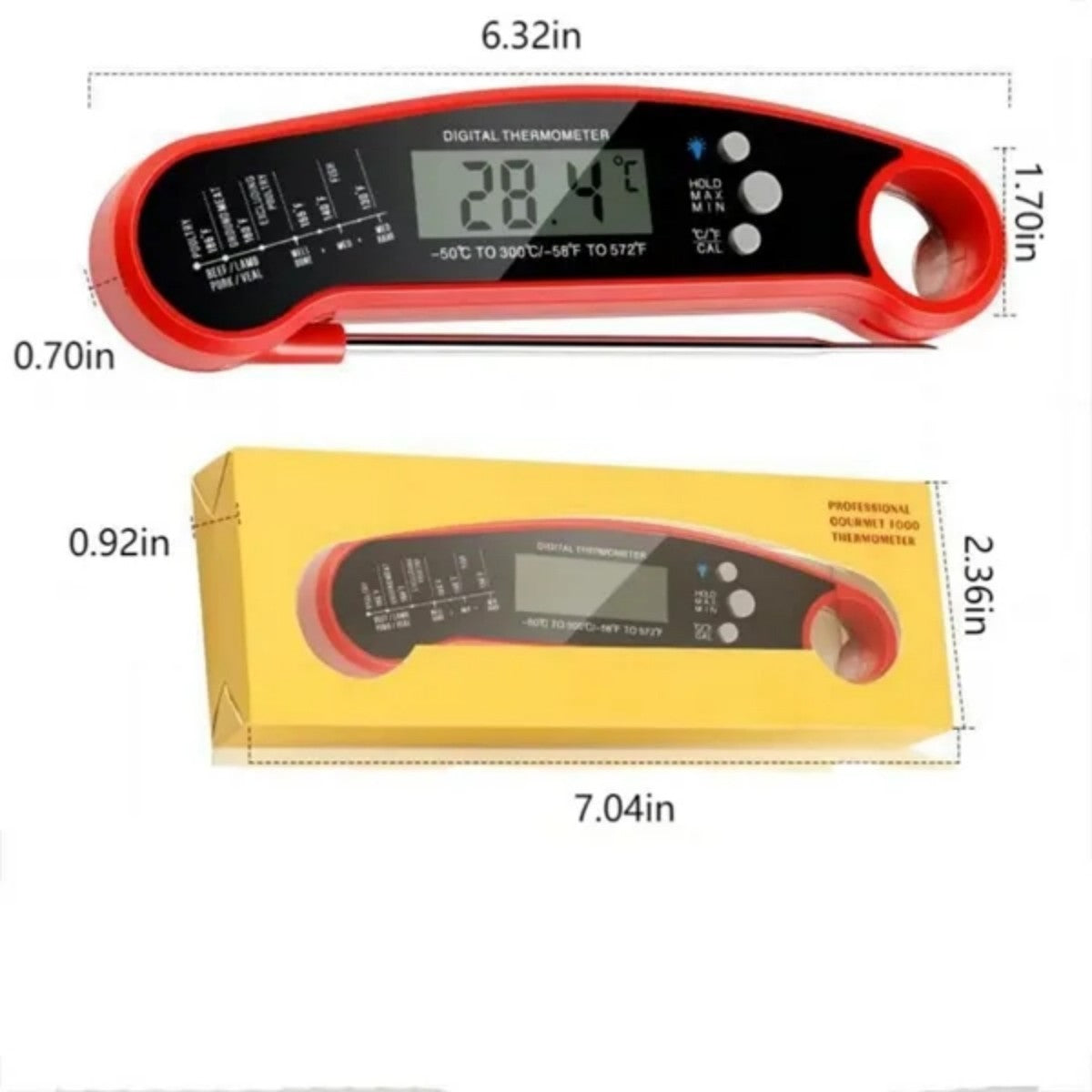 HUPSTL928 Foldable Waterproof Digital Instant Read Meat Thermometer