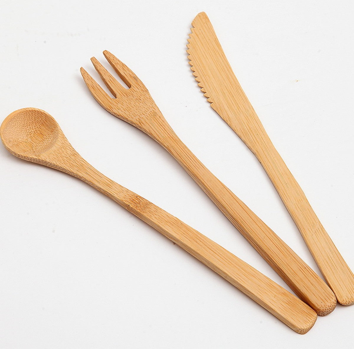 HUPSTL929 3 Piece Bamboo Utensil Set In Travel Pouch