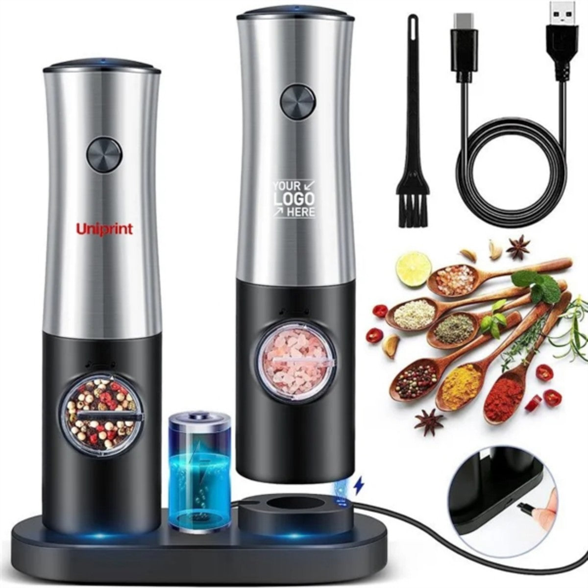 HUPSTL940 Salt and Pepper Grinders Rechargeable