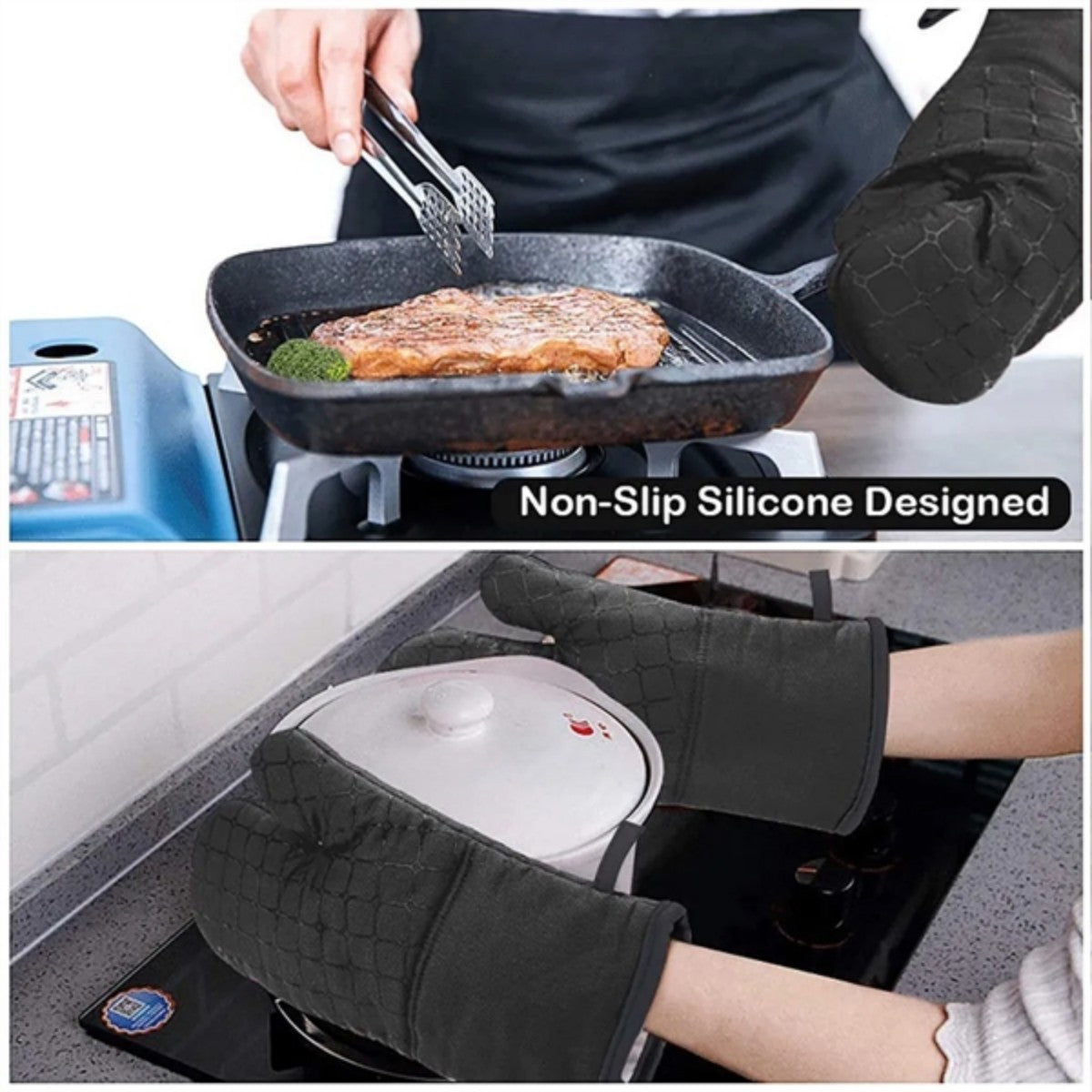 HUPSTL944 In Stock Oven Kitchen Mitts High Heat Resistant Glove