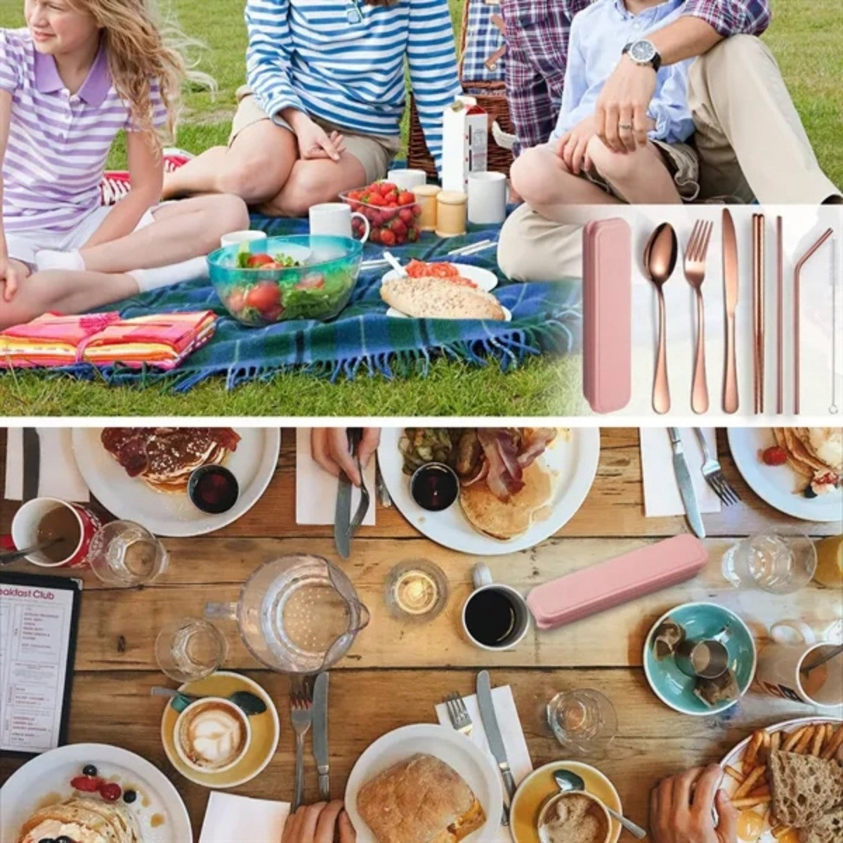 HUPSTL950 Portable Utensils Set with Case Stainless Steel Reusable