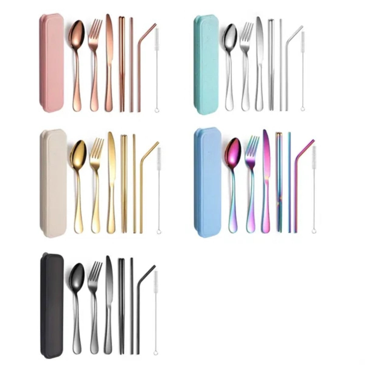 HUPSTL950 Portable Utensils Set with Case Stainless Steel Reusable