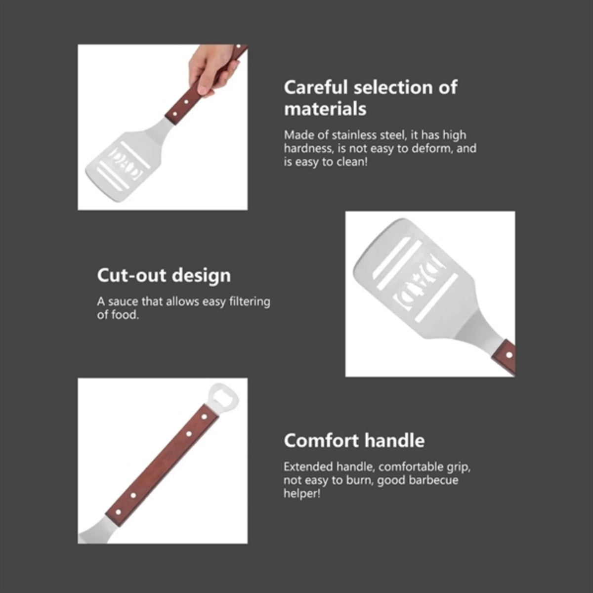 HUPSTL955 2-in-1 BBQ Frying Spatula with Bottle Opener