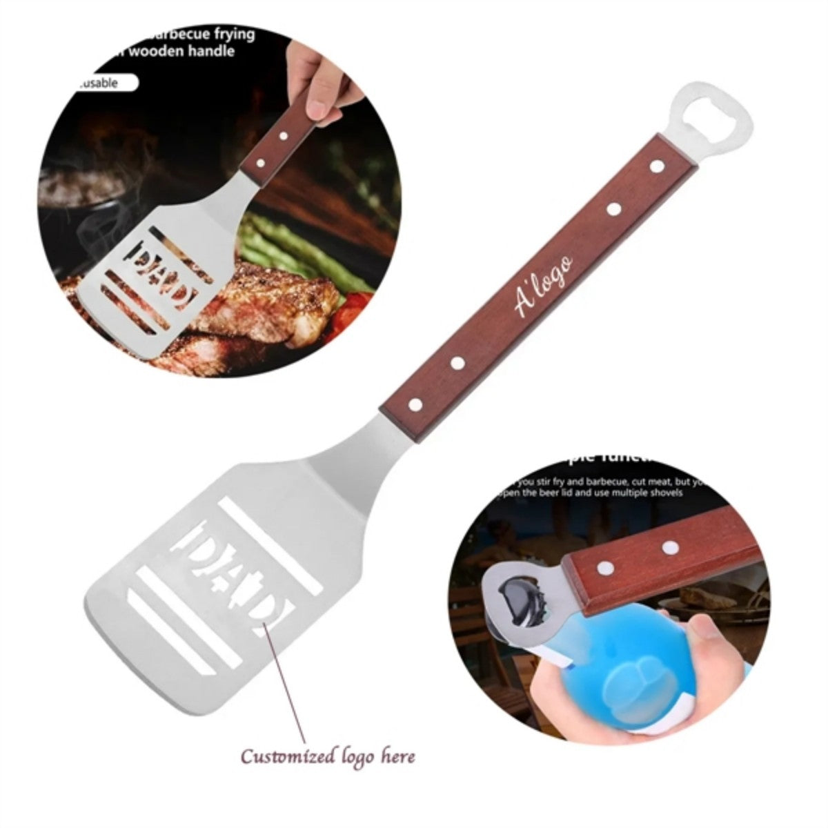 HUPSTL955 2-in-1 BBQ Frying Spatula with Bottle Opener