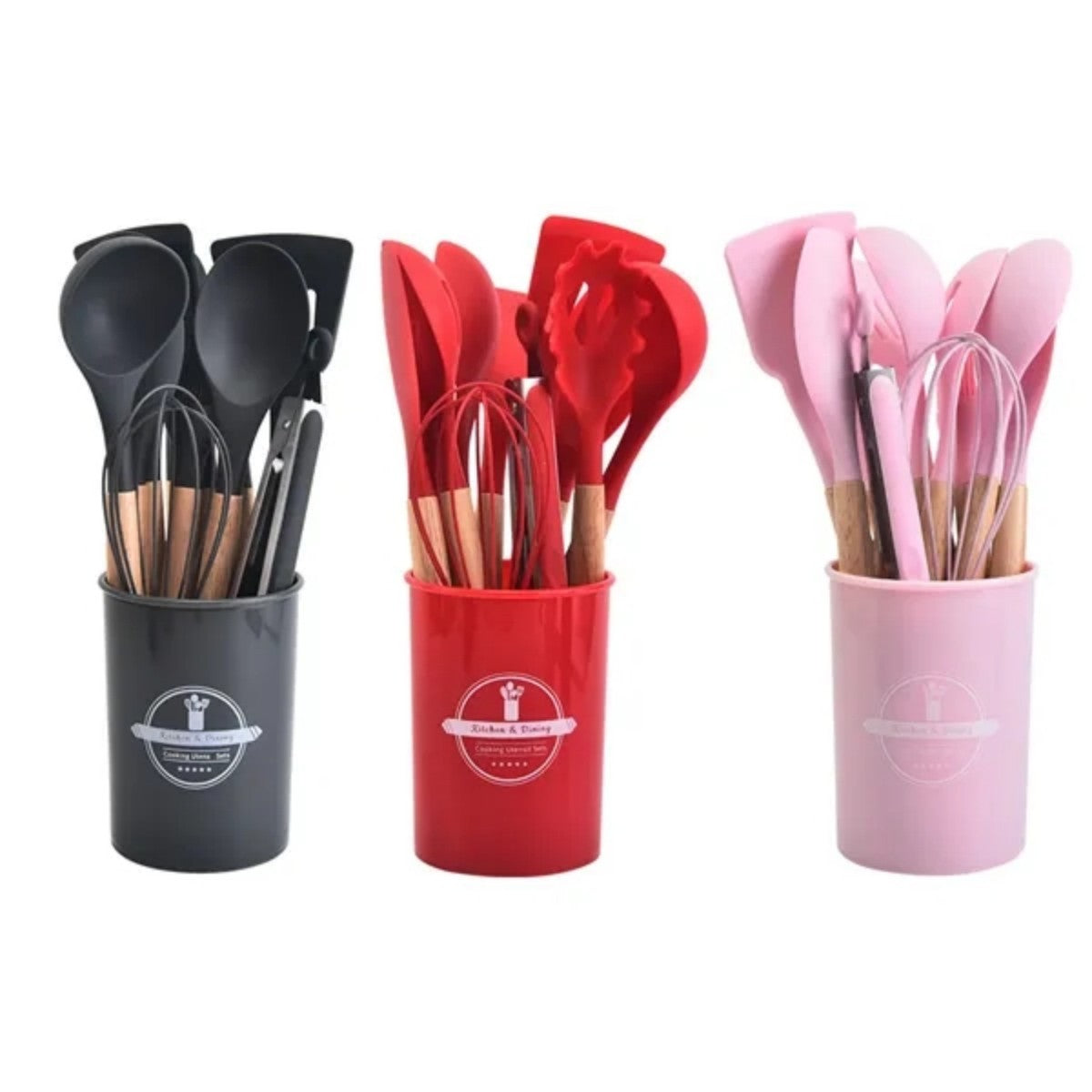 HUPSTL960 Non Stick Silicone Cooking Utensils Set with Holder