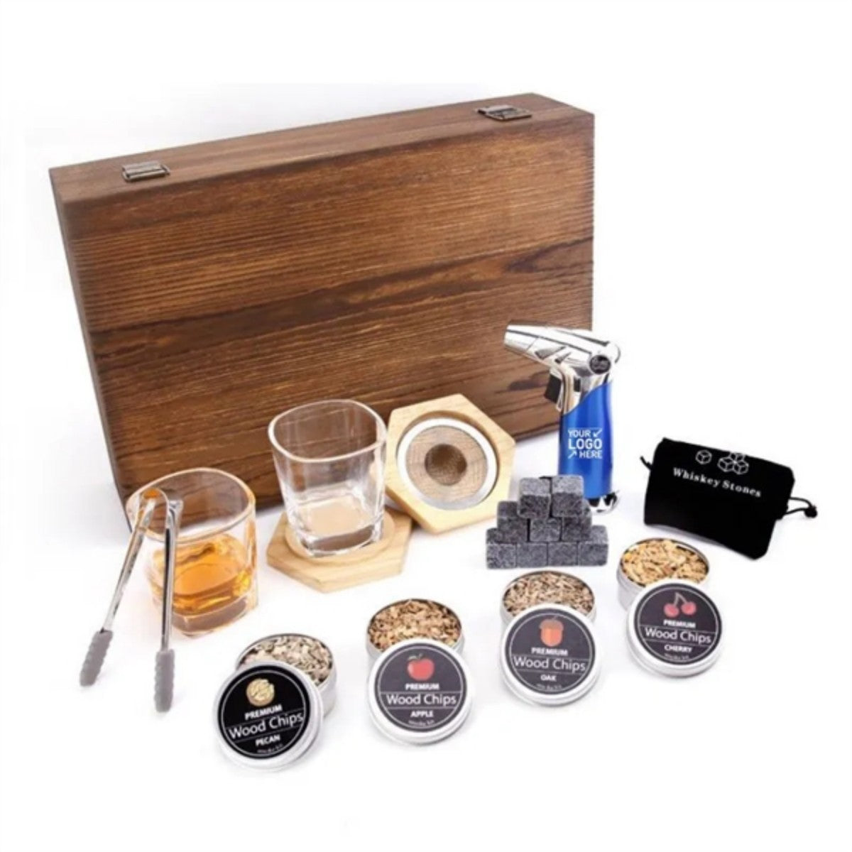HUPSTL961 Cocktail Smoker Set with Whisky Glasses Ice Stones