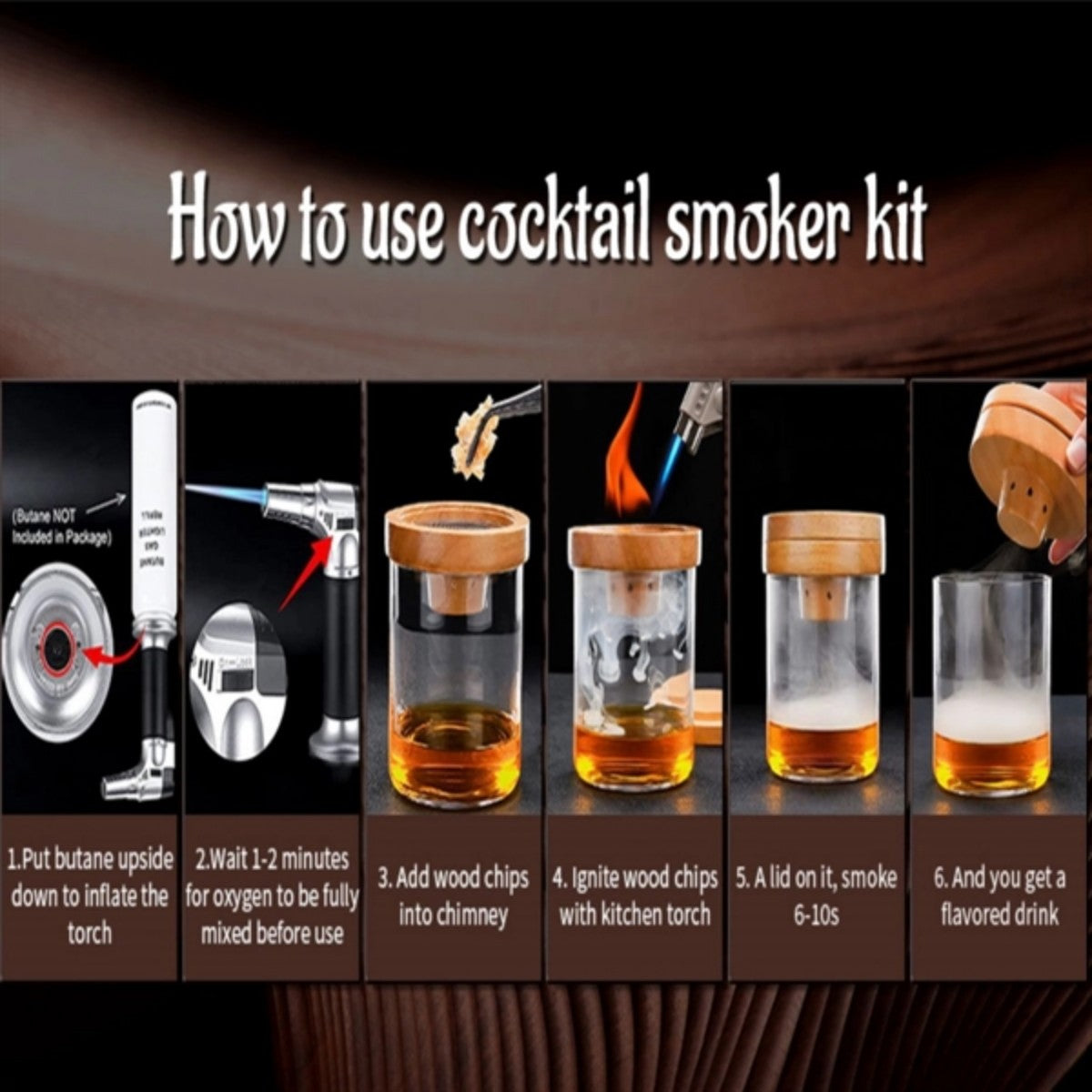 HUPSTL962 Cocktail Smoker Kit With Torch