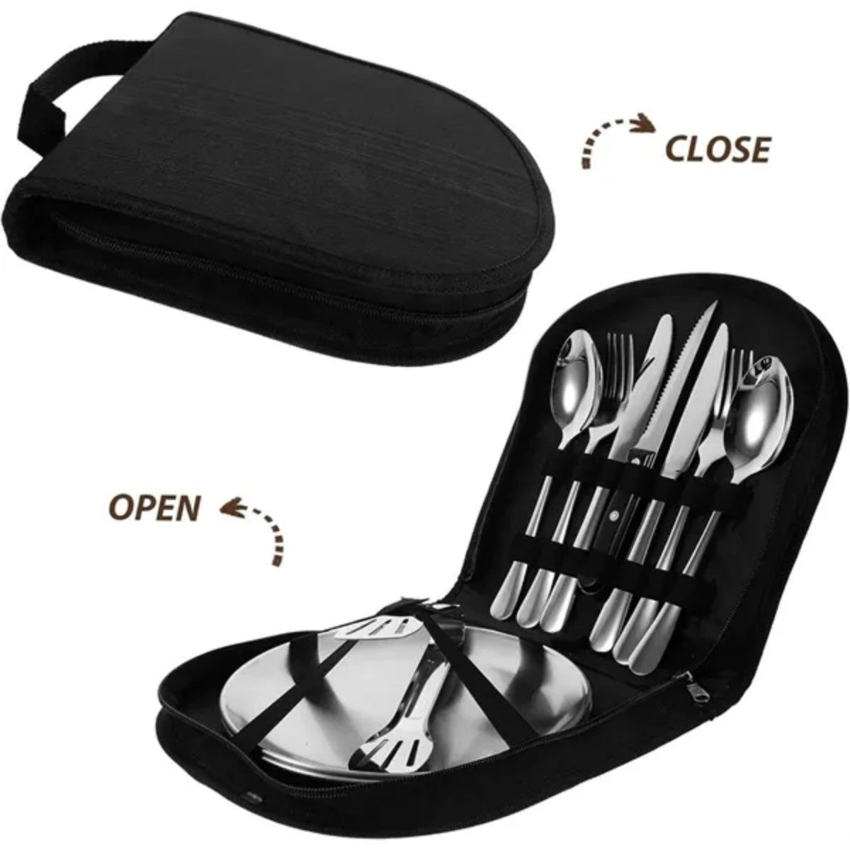 HUPSTL964vPortable Camping Cutlery Set with Stainless Steel Utensils