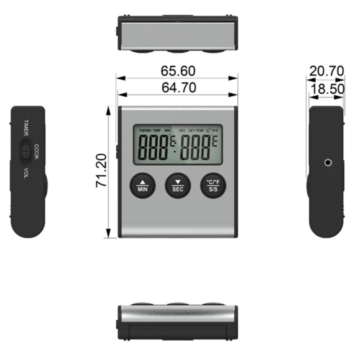 HUPSTL972 Kitchen Lcd Digital Food Thermometer