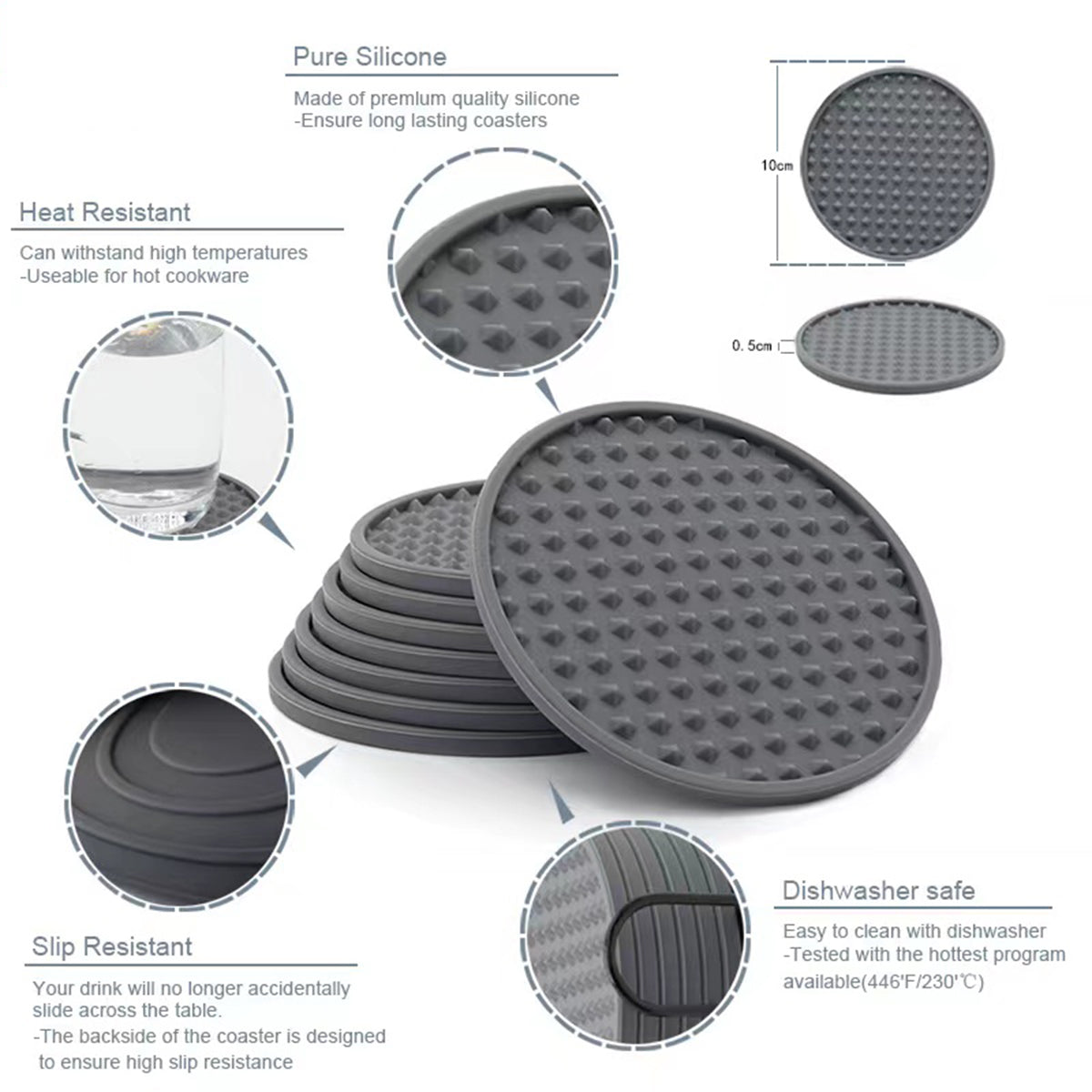 SUPSAS157 Silicone Drink Coasters