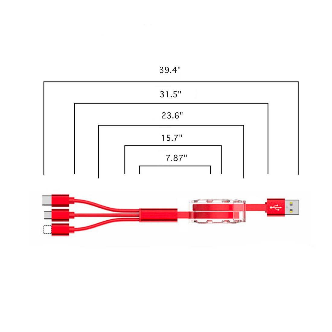 SUPSAW110 3-in-1 Einziehbares USB-Kabel Schnellladekabel