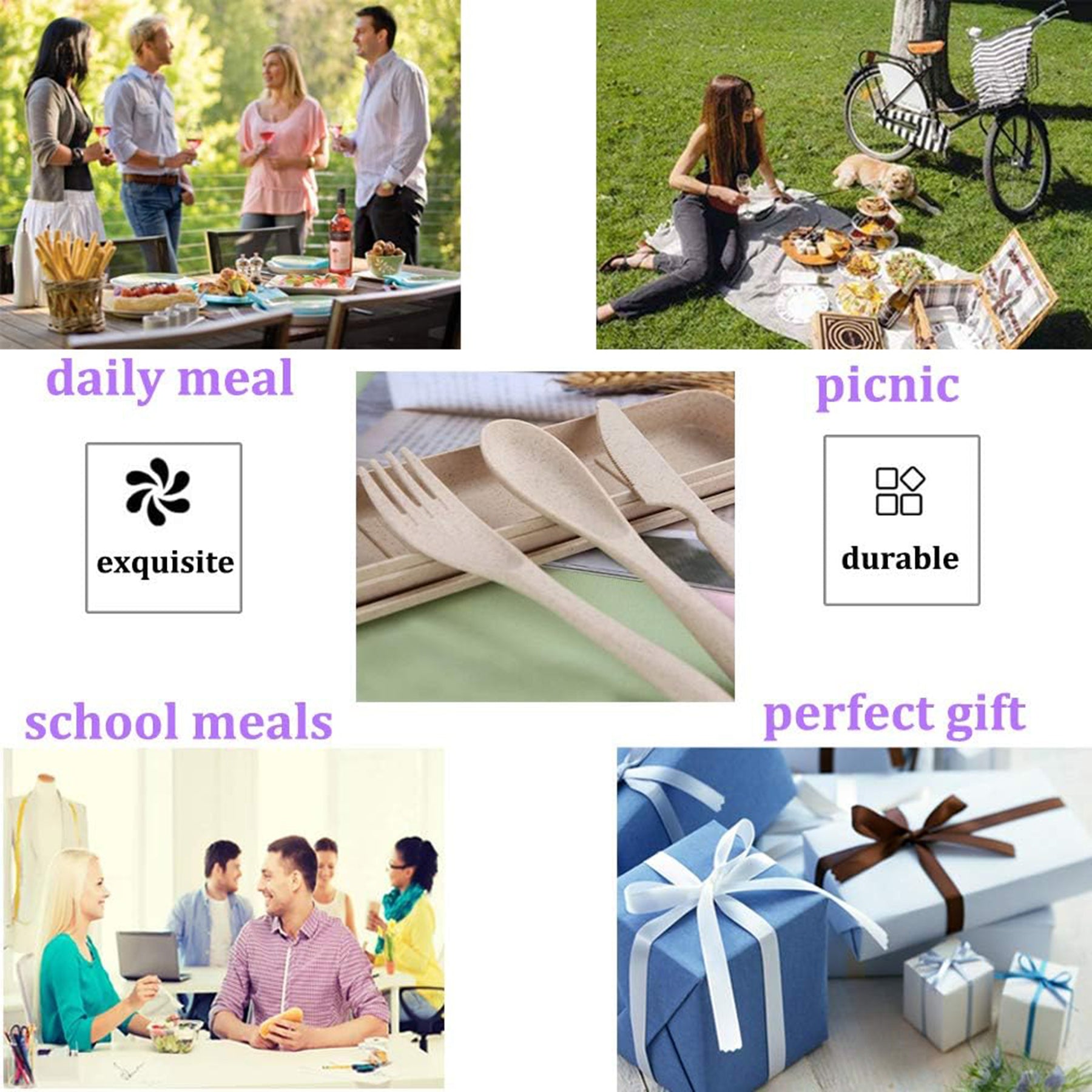 SUPSAW122 Wheat Straw Cutlery Portable Set