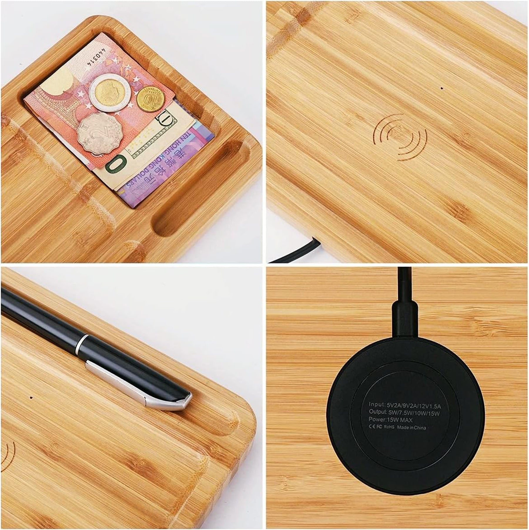 SUPSAW35 Wood Phone Wireless Charging Station