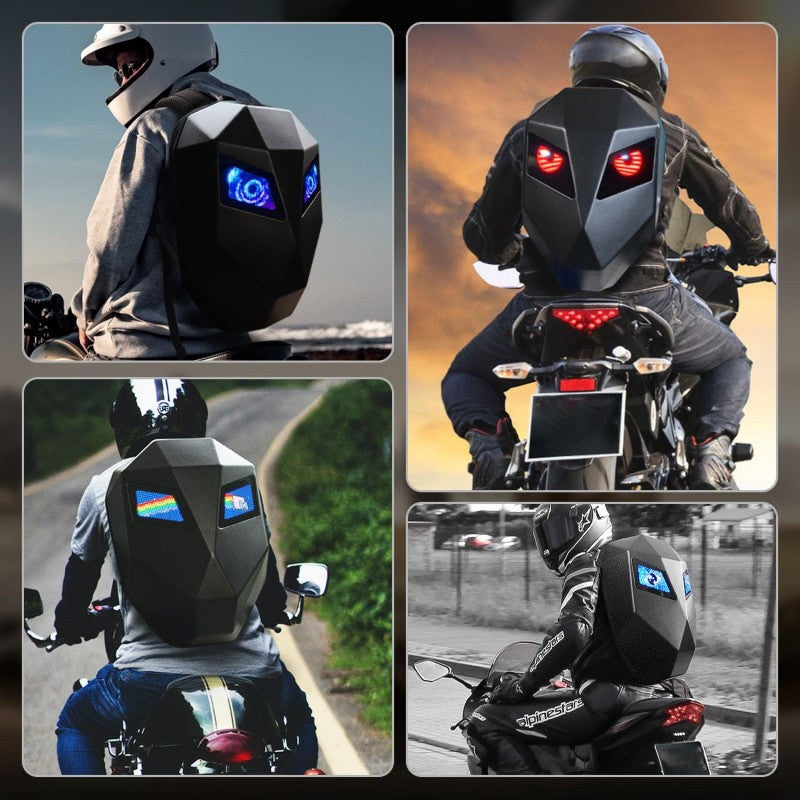 SUPSBY58 LED Knight Backpack,Motorcycle Riding Backpack Hard Shell Travel Bag Laptop Bag DIY Helmet Bag Daypack for Travelling Camping Cycling Storage Bag,carbon fiber