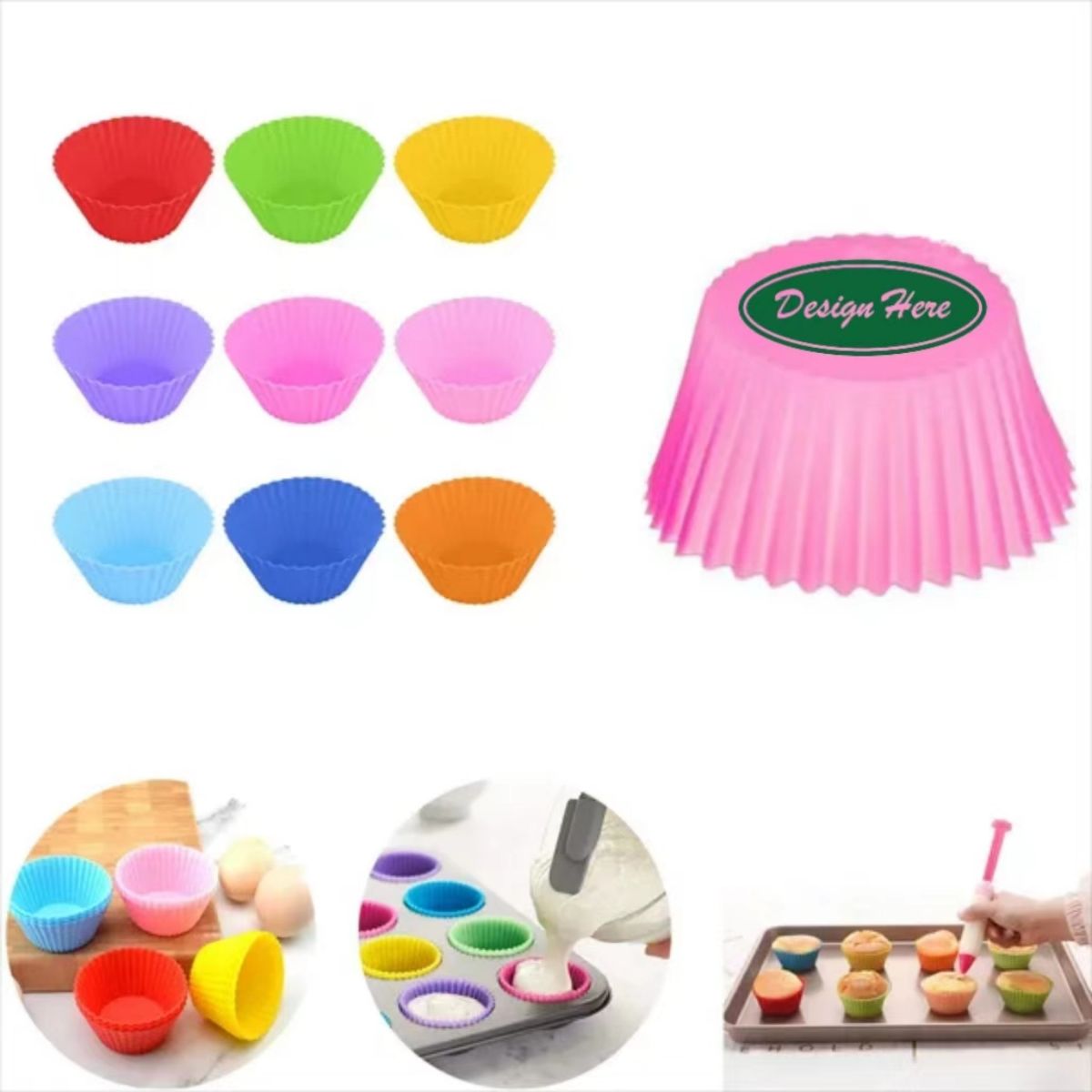 SUPSJC33 Reusable Silicone Cupcake Baking Cup