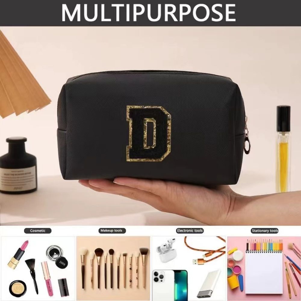 HUPSJC44 PU Leather Waterproof Travel Makeup Bag