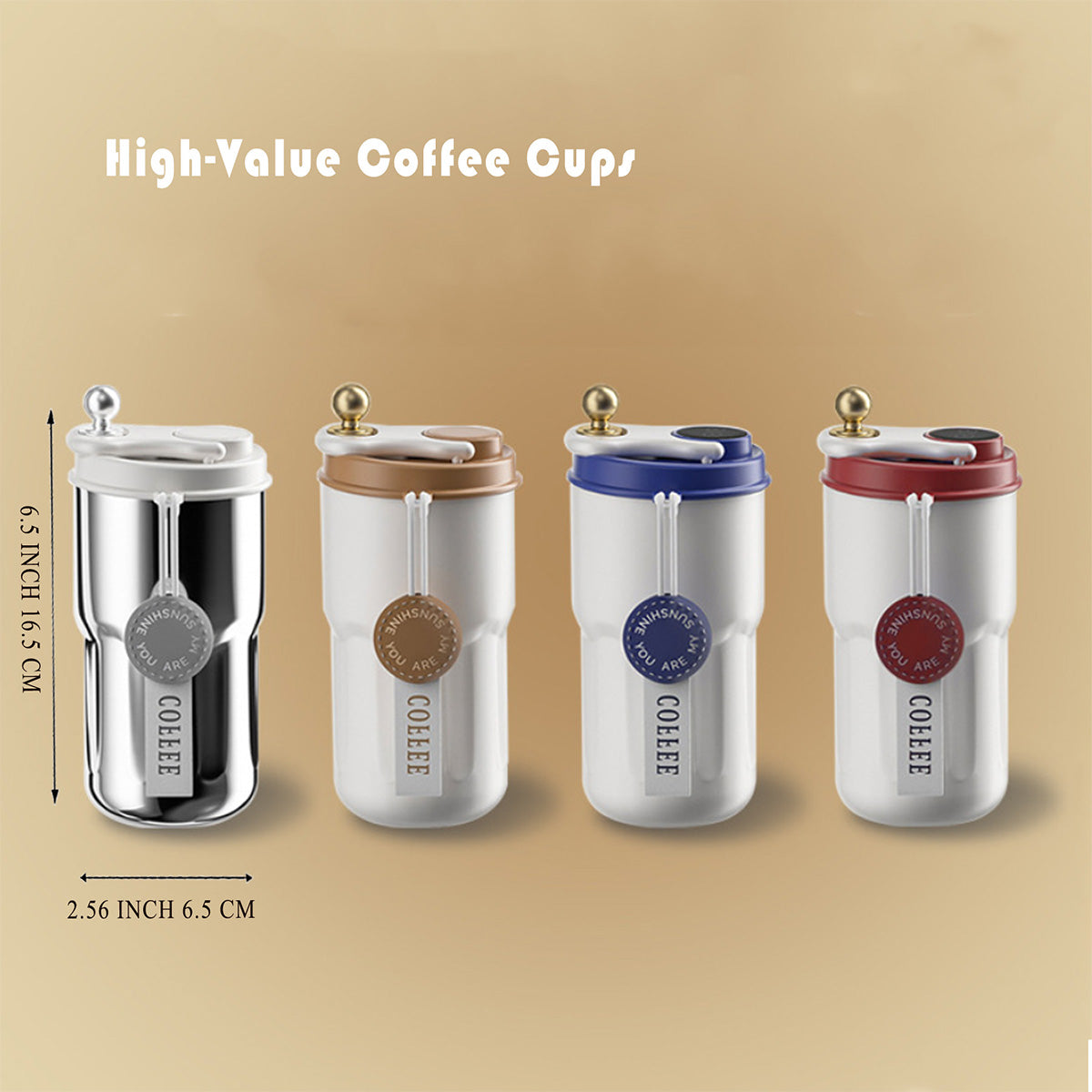 SUPSRC100 13 Oz. Stainless Steel Matte Finish Insulated Coffee Tumbler with Carrying Strap