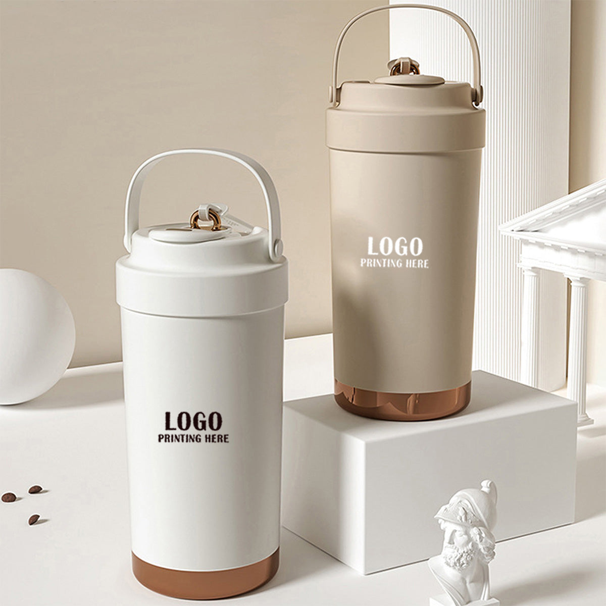 SUPSRC101 13 Oz. Stainless Steel Matte Finish Insulated Coffee Tumbler with Carrying Strap