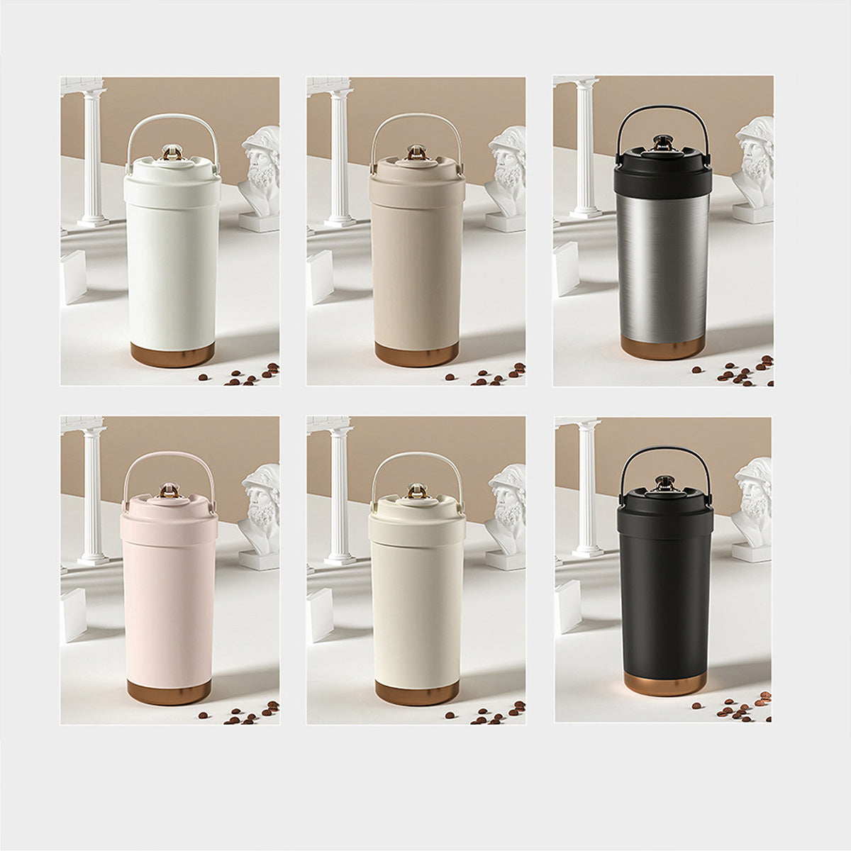 SUPSRC101 13 Oz. Stainless Steel Matte Finish Insulated Coffee Tumbler with Carrying Strap