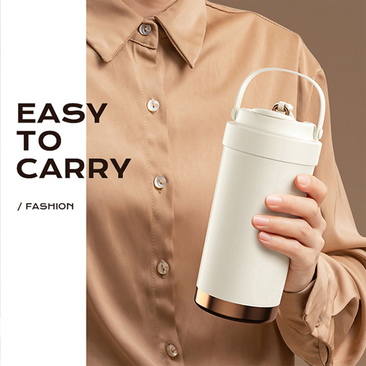 SUPSRC101 13 Oz. Stainless Steel Matte Finish Insulated Coffee Tumbler with Carrying Strap